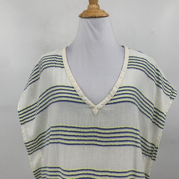 J Crew Dress Womens S Small Multi Cotton Striped Beach Cover Up V Neck Tunic - Picture 3 of 12